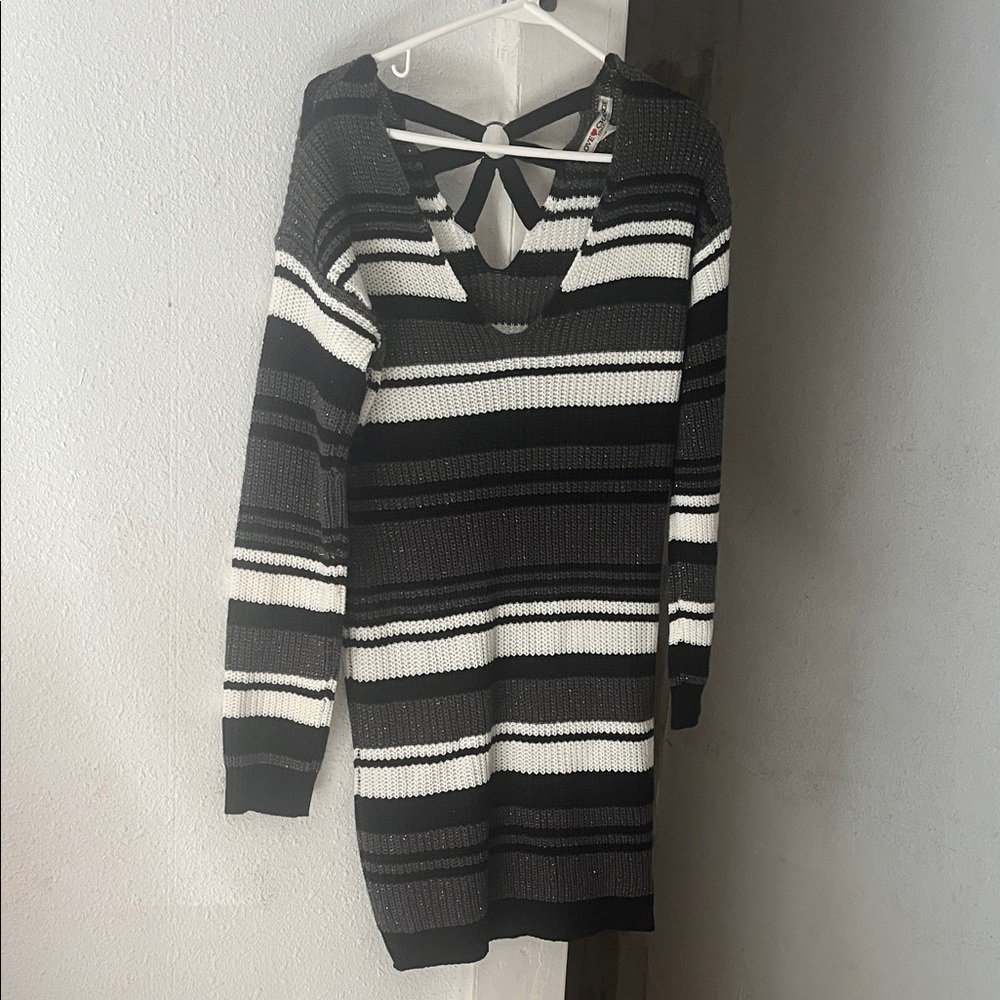 Striped Black and White Sweater Dress
